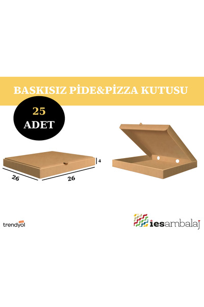 İES AMBALAJ pide&pizza kutusu 26x26x4 (25 adet)