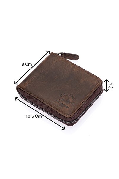 Westpolo Unisex Kağıt Para ve Bol Kart Bölmeli Hakiki Eskitme Deri Cüzdan Kar...