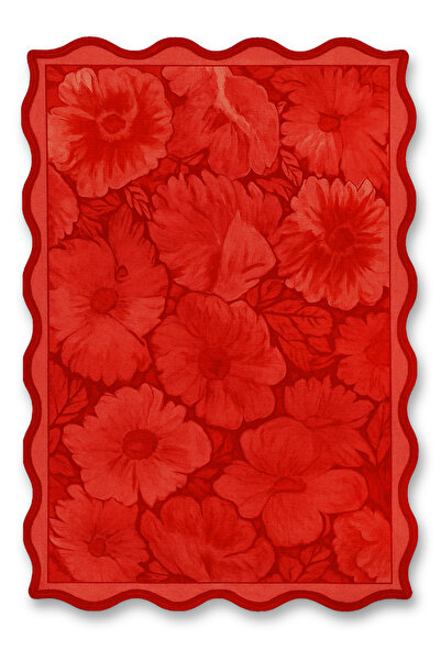 Rugs Modern Halı MOSSO Şekil Temalı Çiçekli Desen Dokuma Taban Vintage Dekora...