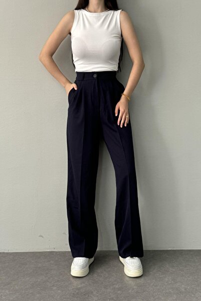 DURUM BUTİK بنطلون من قماش الكريب المرن بالكامل من الليكرا