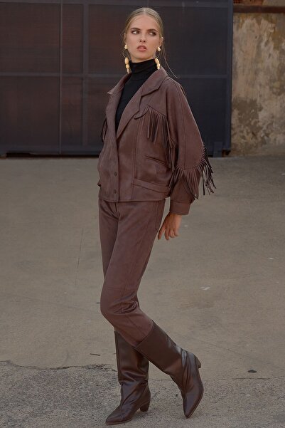 FEVER Havuç kesim likralı süet pantolon