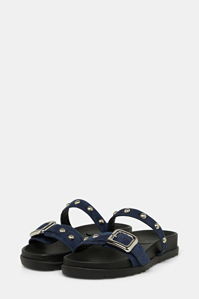 W Collection Leather Slippers with Buckle