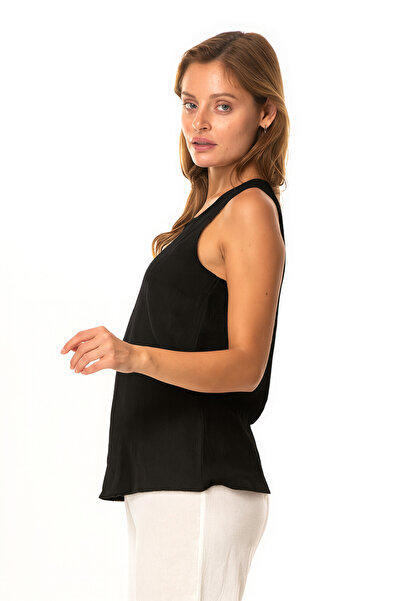 Eliş Şile Bezi Thick Strap Sleeveless Gauze Natural Fabric Women's Inner Blouse Lining Petticoat Black Syh