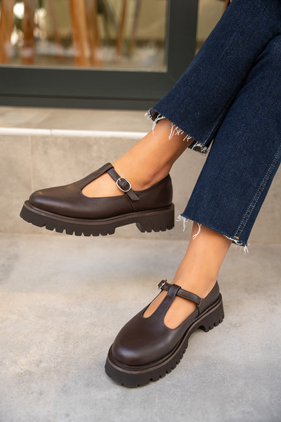 LAMİNTA Rikos Bitter Brown Genuine Leather Classic Women's Shoes