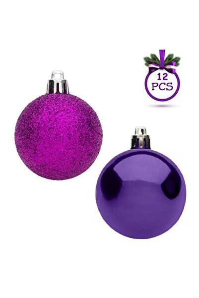 ANTBRO Σετ 12 μπάλες χριστουγεννιάτικου δέντρου Antbro® με μωβ λαμπερά και γκ...