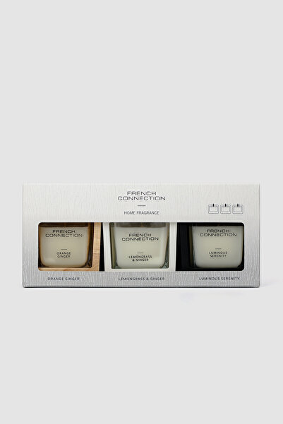 French Connection مجموعة هدايا ثلاثية من الشموع ذات الإطار الخشبي، 3 × 50 جرام