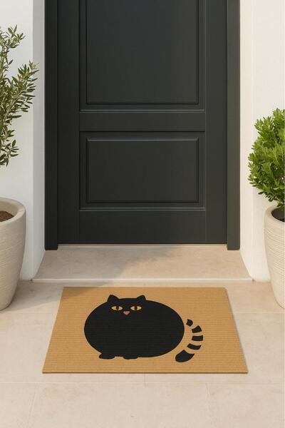 Miabella Home Kedili Paspas Kapı Önü Paspası Kitty Doormat Kapı Önü Kaymaz Paspas Toz Nem Alıcı Kapı Paspas
