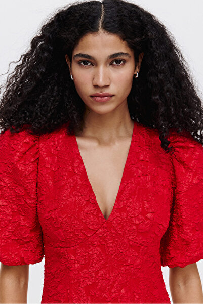 H&M Kabarık Kollu Elbise