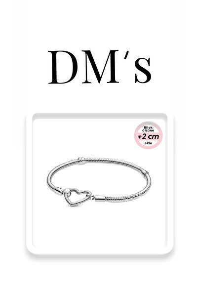 DM’s Silver Kalp Zincirli Kilit Gümüş Bileklik