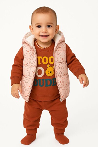 ZERVA QUEEN Teddy Bear Patterned Inflatable Vest Set Baby Boy Triple Set