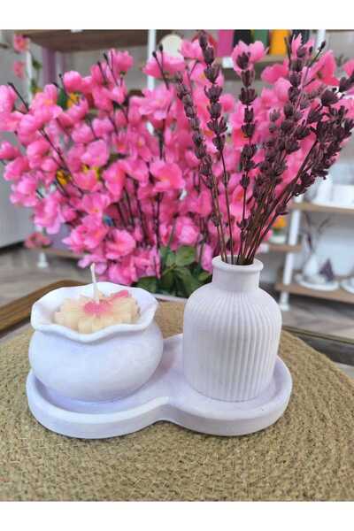 incily mumcu kız PAPATYA MUMLU MOR VAZO SET