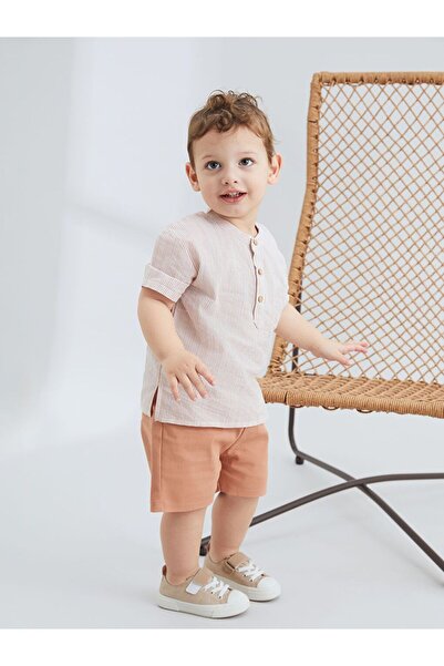LC Waikiki Lcw Baby Striped Baby Boy Shirt and Shorts 2-Pack