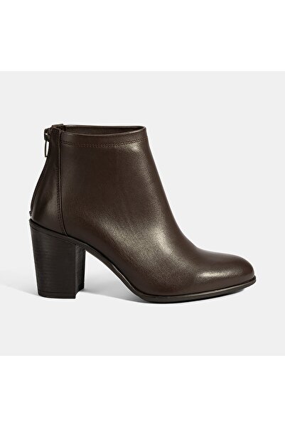 Desa Kadın Kahve Kalın Topuklu Deri Bot