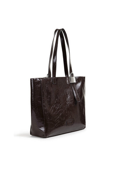 Twist Leather-Like Textured Tote Bag