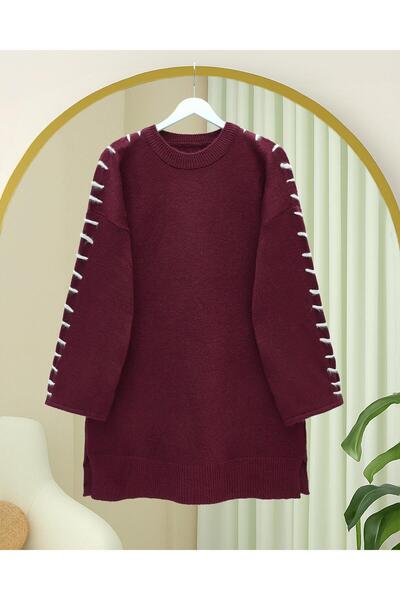 MM Mac Moda Kolları İpli Çizgili Yumoş Triko Tunik