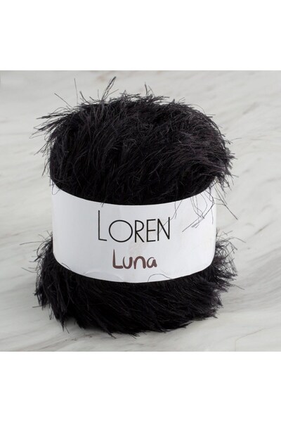 Loren Luna Rabbit Hair Black Hand Knitting Yarn - R004 - 34002