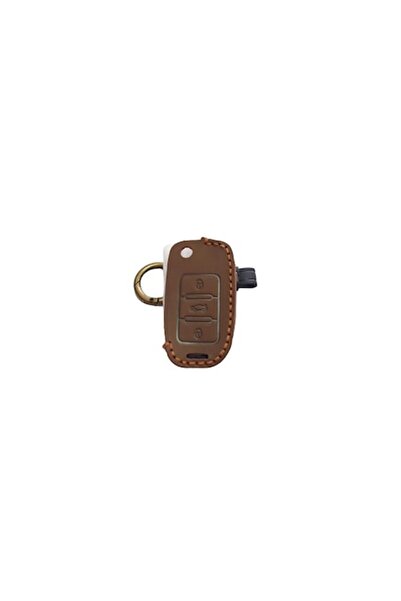 OEM Horse premium brown leather case for folding car key - VW, Skoda, Seat