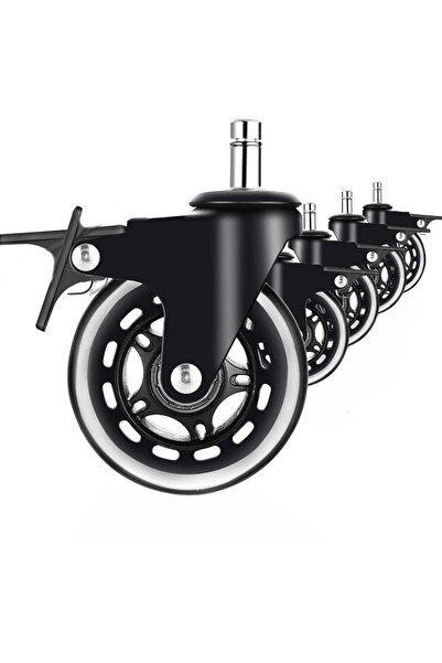 buz Set de 5 roți din silicon pentru scaun de birou/gaming, 3 inch, cu frână