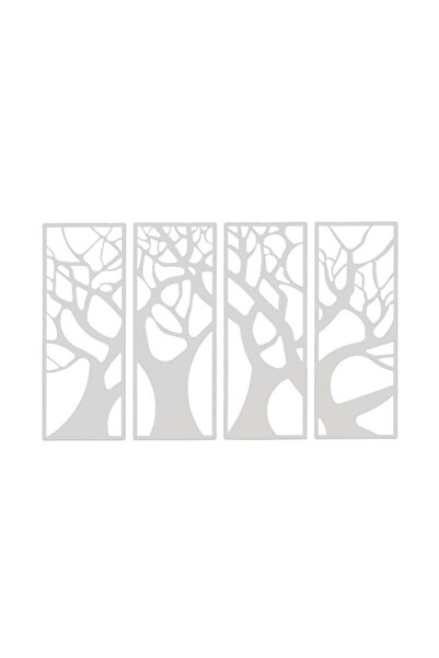 buz Decorațiune murală metalică, model Copacul Vieții, 116 x 76 cm, alb