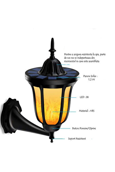 buz Solar flame-effect street lamp for garden and home