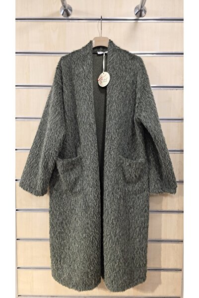 Park Moda Long Felt Coat Plain Pattern