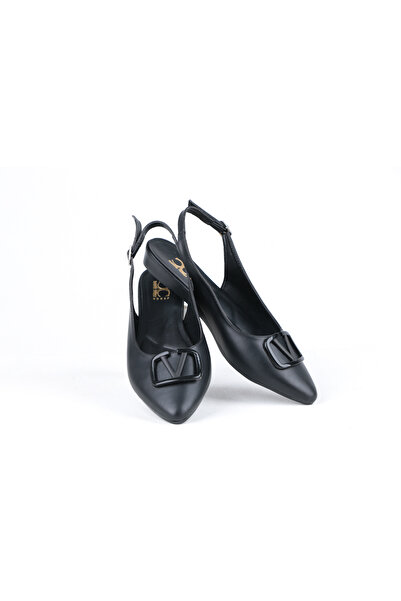 AYAKKABIMOOD حذاء باليرينا نسائي مفتوح من الخلف بإبزيم على شكل حرف V