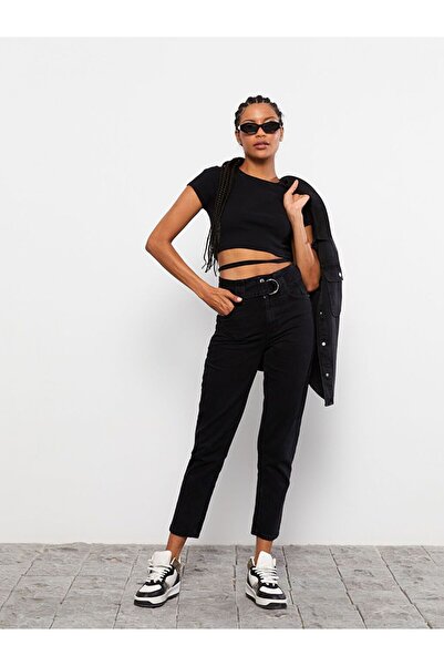 LC Waikiki High Waist Mom Fit Straight Pocket Detailed Women's Rodeo Jean Trousers