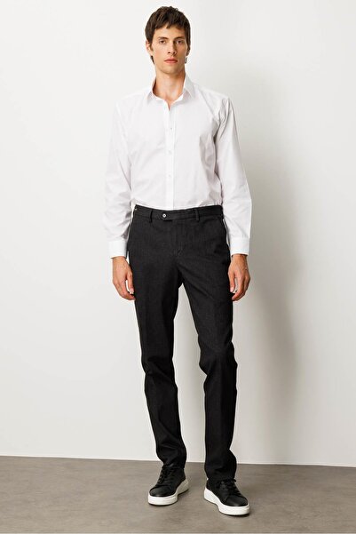 Desen Triko Men's Elastic Waist Side Pocket Cotton Trousers Antra