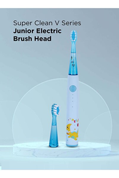 Afra فرشاة أسنان كهربائية سوبر كلين V Series Junior - زرقاء، قابلة لإعادة الش...