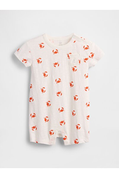 GAP Bebek Beyaz Pocket Kısa Tek Parça Tulum