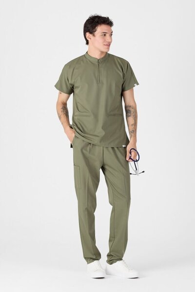 Owlet Medikal ελαστικό ύφασμα Στρατιωτικά πράσινα φορμάκια με λεπτομέρεια με φερμουάρ