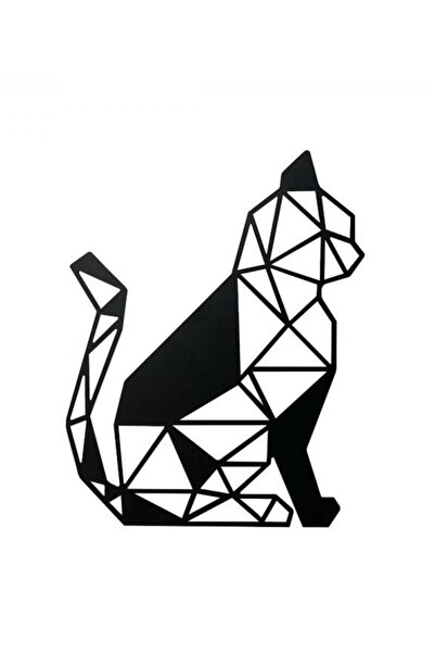 buz Decorațiune murală metalică, model geometric pisică, 40 x 31,5 cm, neagră
