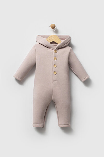 Bip Baby Hooded Buttoned Three-Thread Jumpsuit