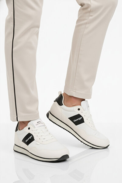 Slazenger White Black Lace-Up Leather Men's Sports Shoes Offense m