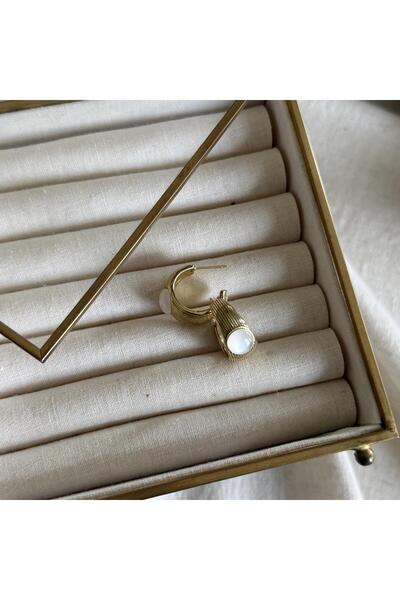 Alice İsstanbul Steel White Stone Hoop Earrings
