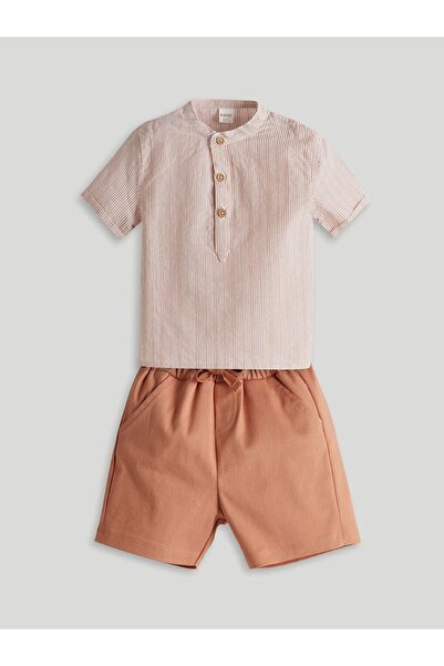 LC Waikiki Lcw Baby Striped Baby Boy Shirt and Shorts 2-Pack