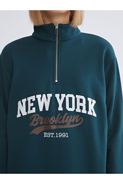 LC Waikiki New York cu imprimeu supradimensionat Hanorac gros pentru femei tricou