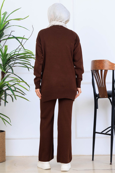 benguen Σετ πλεκτών ειδών με λεπτομέρεια κεντήματος S1120 Καφέ