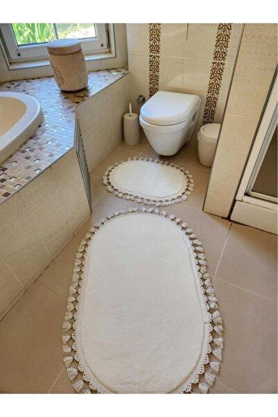 Genel Markalar Yıkabilir saçaklı kaymaz Dot Taban yumuşak peluş banyo 2’li se...