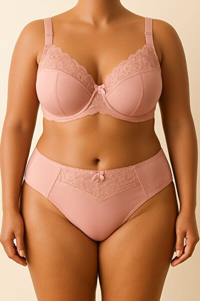 enmodaiçgiyim Σουτιέν με ενισχυτικό εσώρουχο με δαντέλα σε σκόνη μεγάλου μεγέθους C – Πλήρης κάλυψη, υψηλή υποστήριξη, φαρδύ λουράκι