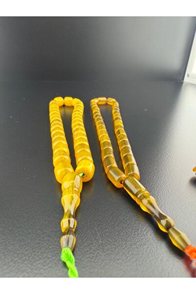 Jewel Valued with the Master Dabbas' Signature, Collectible Crimped Amber Prayer Beads - 2 Pieces