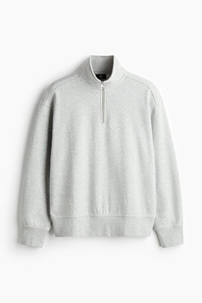 H&M Loose Fit Yarım Fermuarlı Sweatshirt