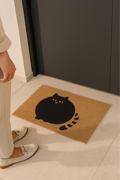 Miabella Home Kedili Paspas Kapı Önü Paspası Kitty Doormat Kapı Önü Kaymaz Paspas Toz Nem Alıcı Kapı Paspas
