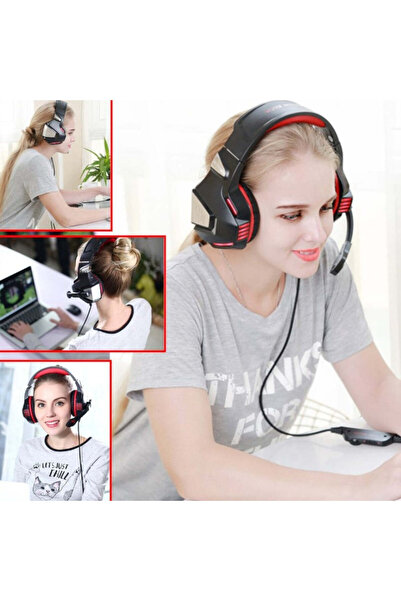 Hunterspider V3 Pro gaming headset, super deep bass, LED, red