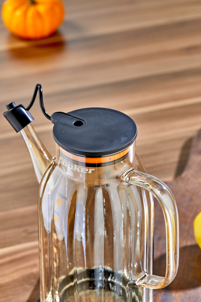 Cooker 1.1 Litre Borosilikat Cam Yağlık ve Sirkelik Zeytinyağ Şişesi Şeffaf