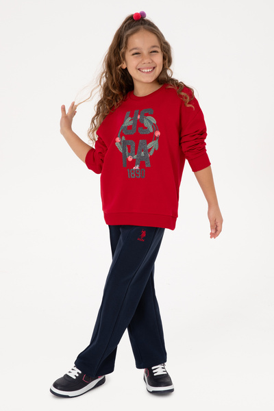 U.S. Polo Assn. Girl's Red Christmas Themed Tracksuit Set 50318963-Vr030