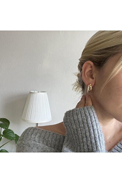 Alice İsstanbul Çelik Taşlı İkili Görünüm Halka Küpe