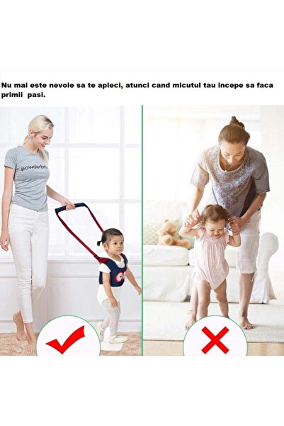 Panda Baby walking harness with detachable diaper-style support, unisex, cotton, ergonomic (owl model)