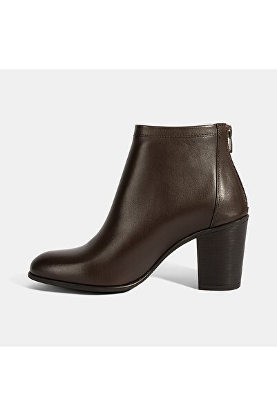 Desa Kadın Kahve Kalın Topuklu Deri Bot