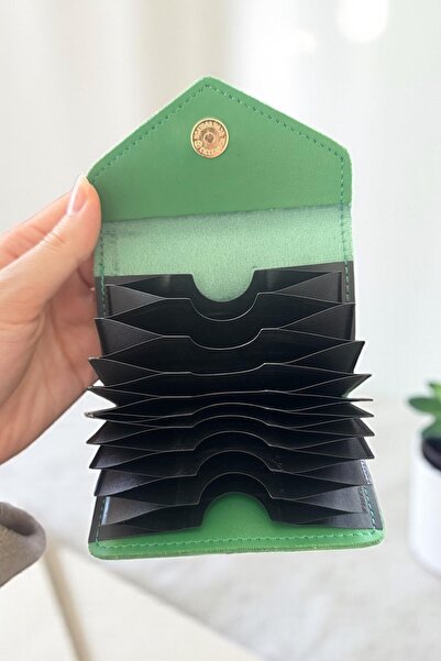 TAKIŞTIR Green Color Leather Women's Wallet/Card Holder